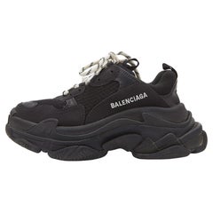 Balenciaga Black Mesh, Nubuck and Leather Triple S Sneakers Size 36