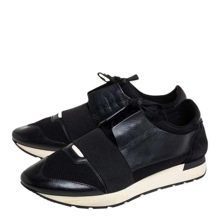 Balenciaga Black Mesh, Suede And Leather Race Runner Size 45 at 1stDibs