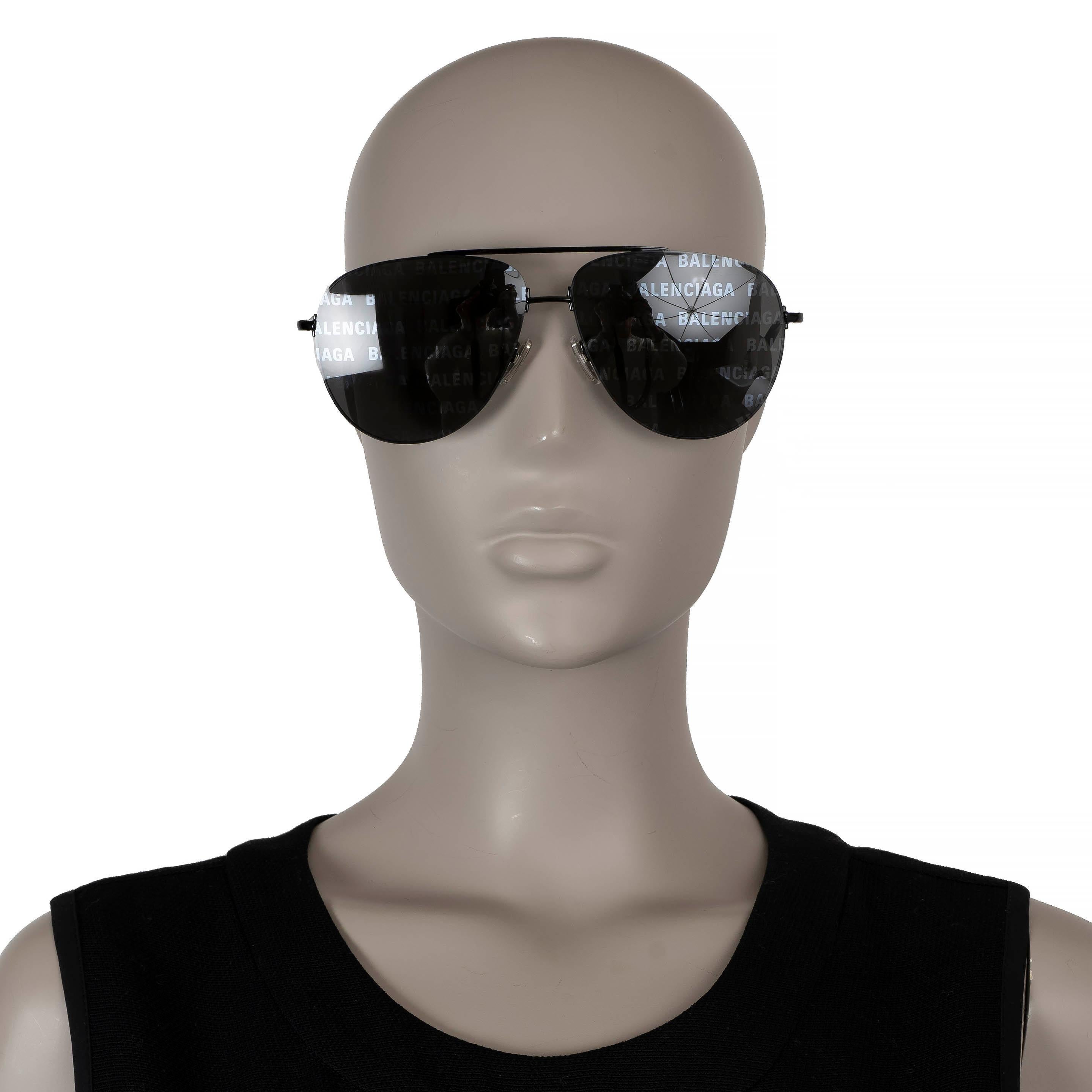 BALENCIAGA black metal LOGO LENSE AVIATOR Sunglasses BB0013S 1