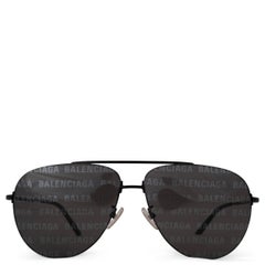 BALENCIAGA black metal LOGO LENSE AVIATOR Sunglasses BB0013S