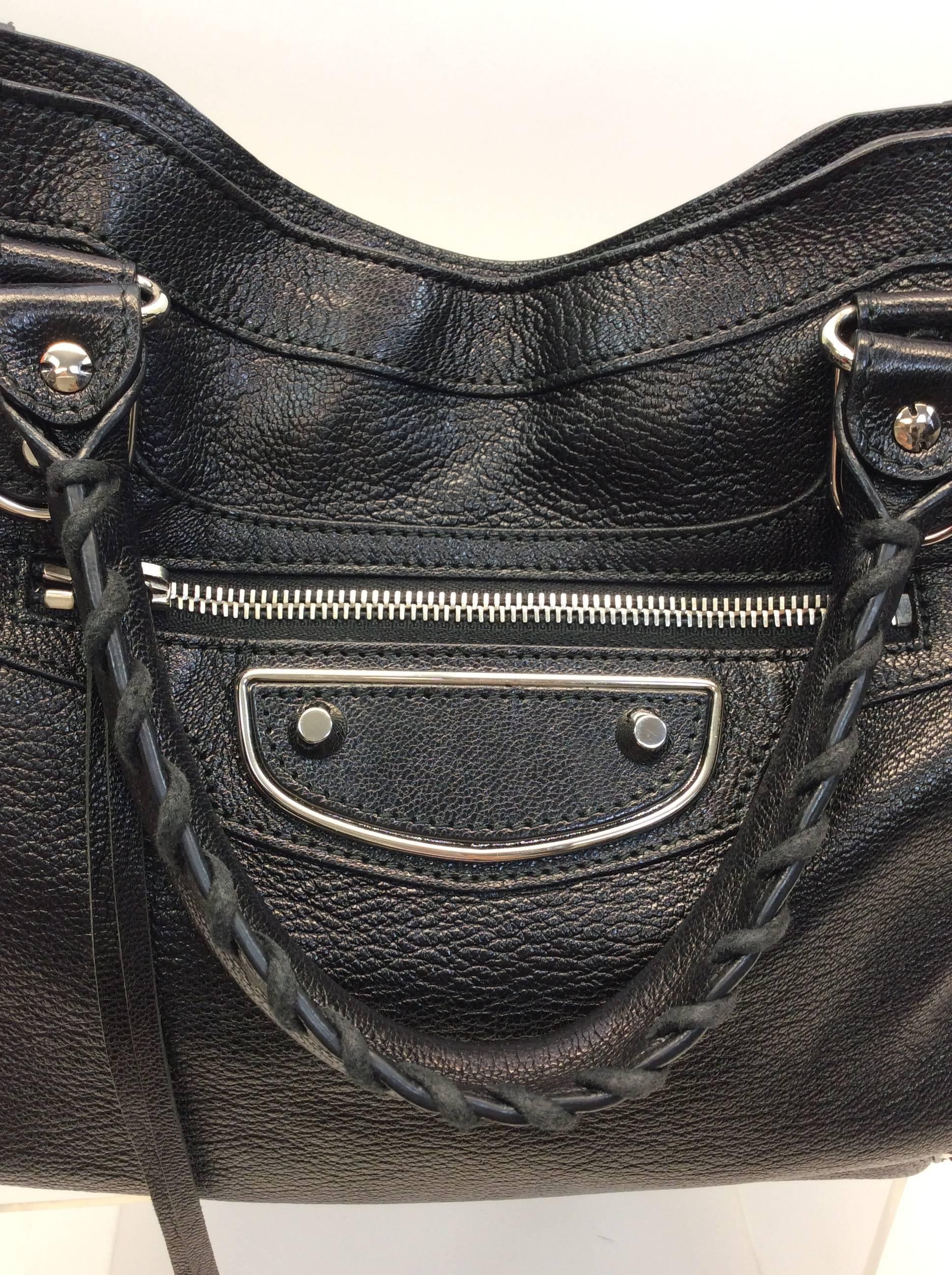 Balenciaga Black Metallic Edge Leather Handbag For Sale 1