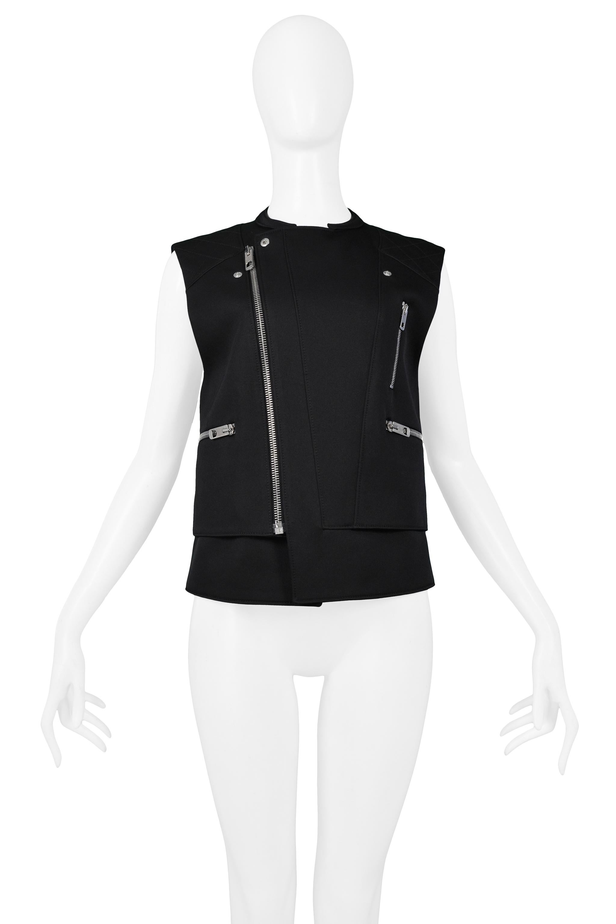 Balenciaga Black Motorcycle Zipper Vest 2011 In Excellent Condition For Sale In Los Angeles, CA