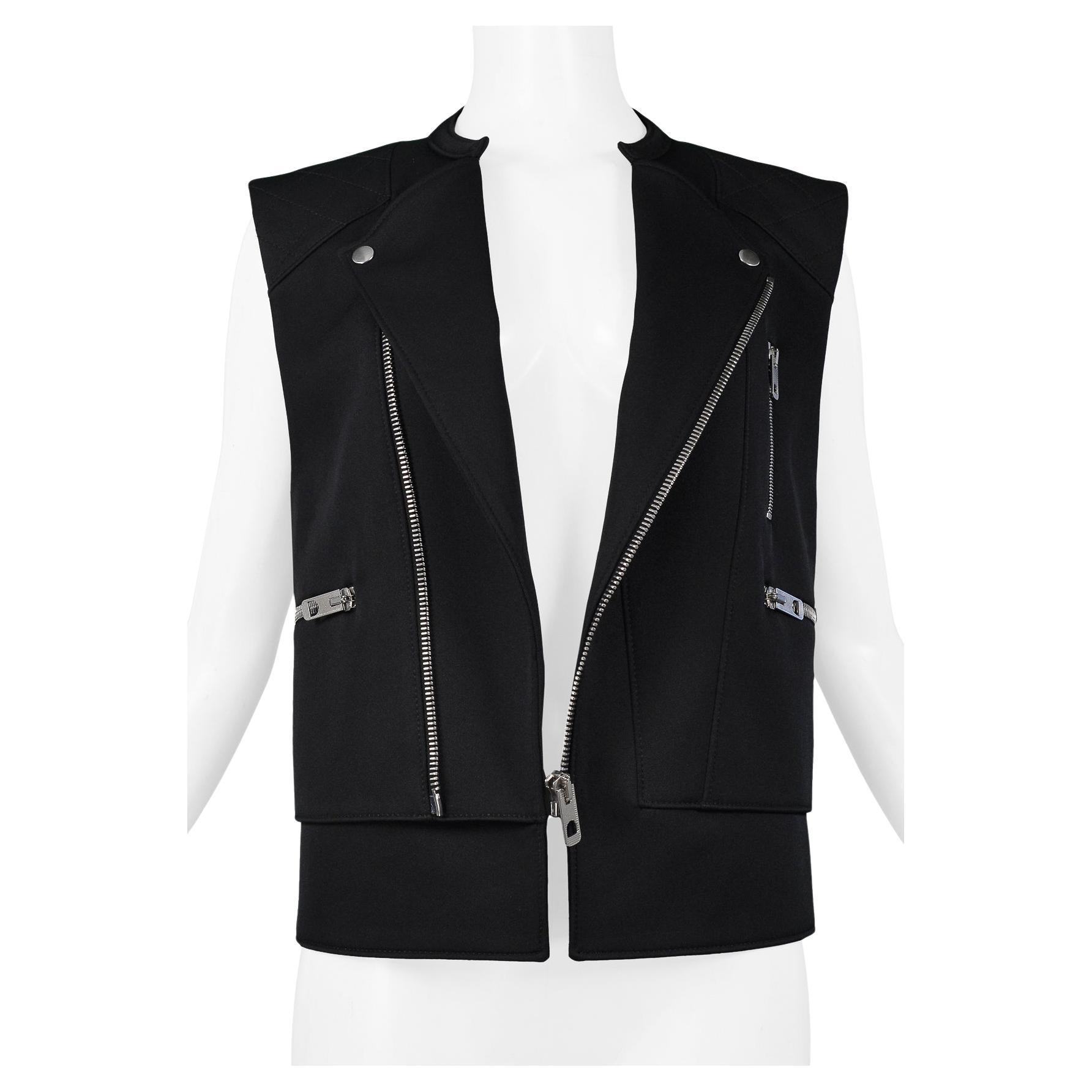 Balenciaga Black Motorcycle Zipper Vest 2011 For Sale
