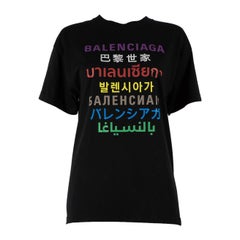 Balenciaga Black Multi Languages Print T-Shirt Size XS