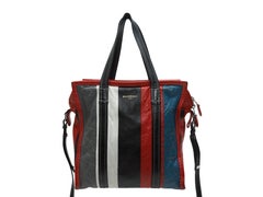 Balenciaga Black & Multicolor Bazar Striped Tote bag