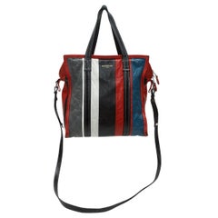 Balenciaga Black & Multicolor Bazar Striped Tote bag