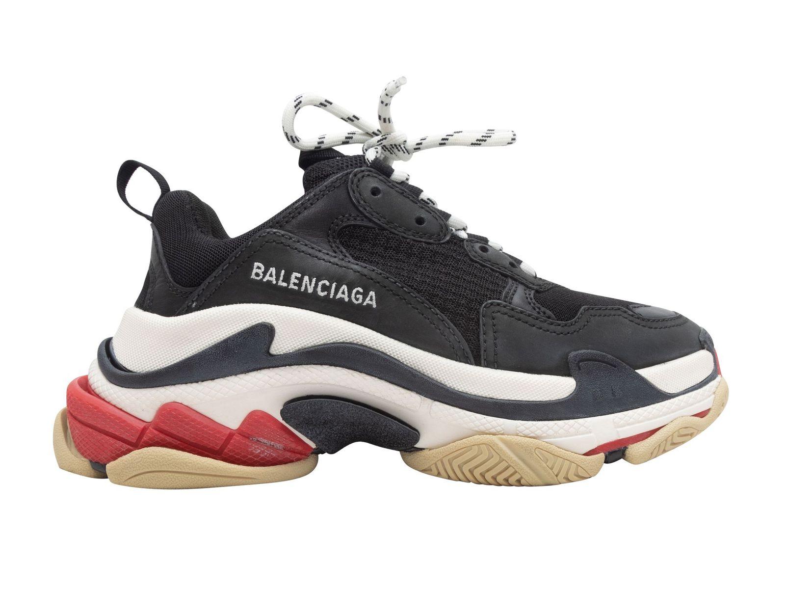 Balenciaga Black and Multicolor Triple S Chunky Platform Sneakers For Sale  at 1stDibs
