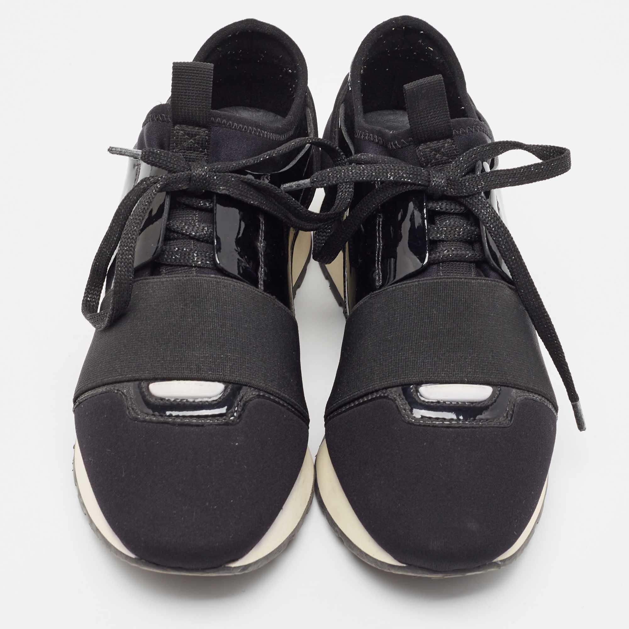 De las mujeres Balenciaga Zapatillas Carrera Neopreno y Charol Negro Talla 37 en venta