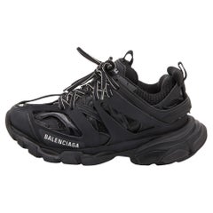 Used Balenciaga Black Neoprene, Leather and Mesh Track Sneakers Size 38