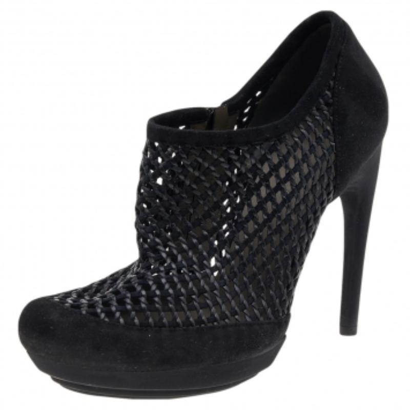 Balenciaga Black Netted Suede Ankle Booties Size 38.5 For Sale 2
