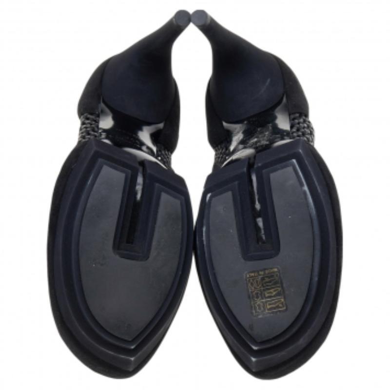 Balenciaga Black Netted Suede Ankle Booties Size 38.5 For Sale 3