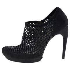 Balenciaga Black Netted Suede Ankle Booties Size 38.5