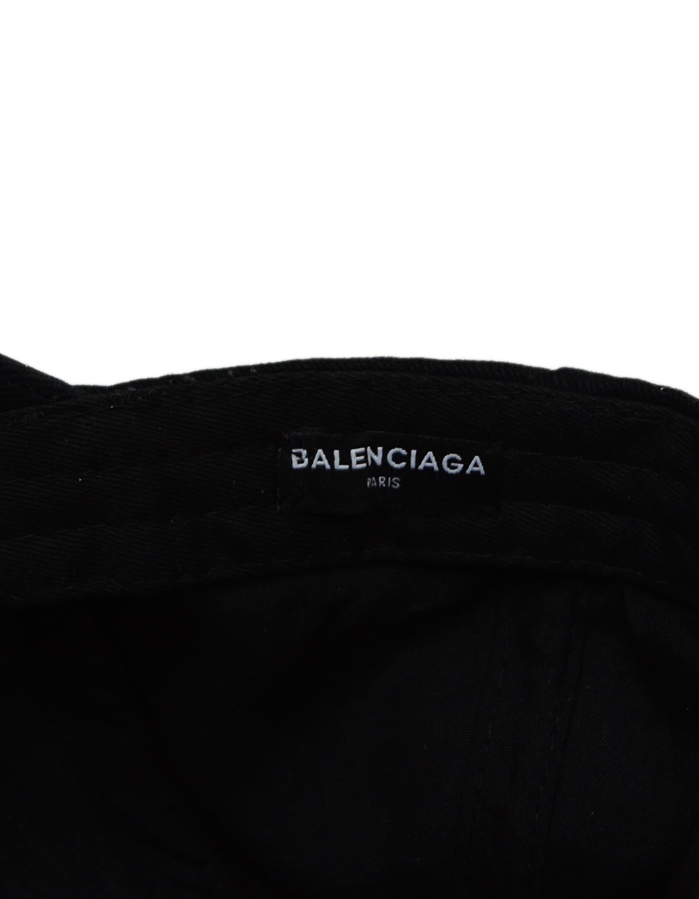 Balenciaga Black New Politic Logo Cap Sz L Unisex W/ Downturn Brim Velcro 2