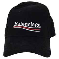 Balenciaga Black New Politic Logo Cap Sz L Unisex W/ Downturn Brim Velcro
