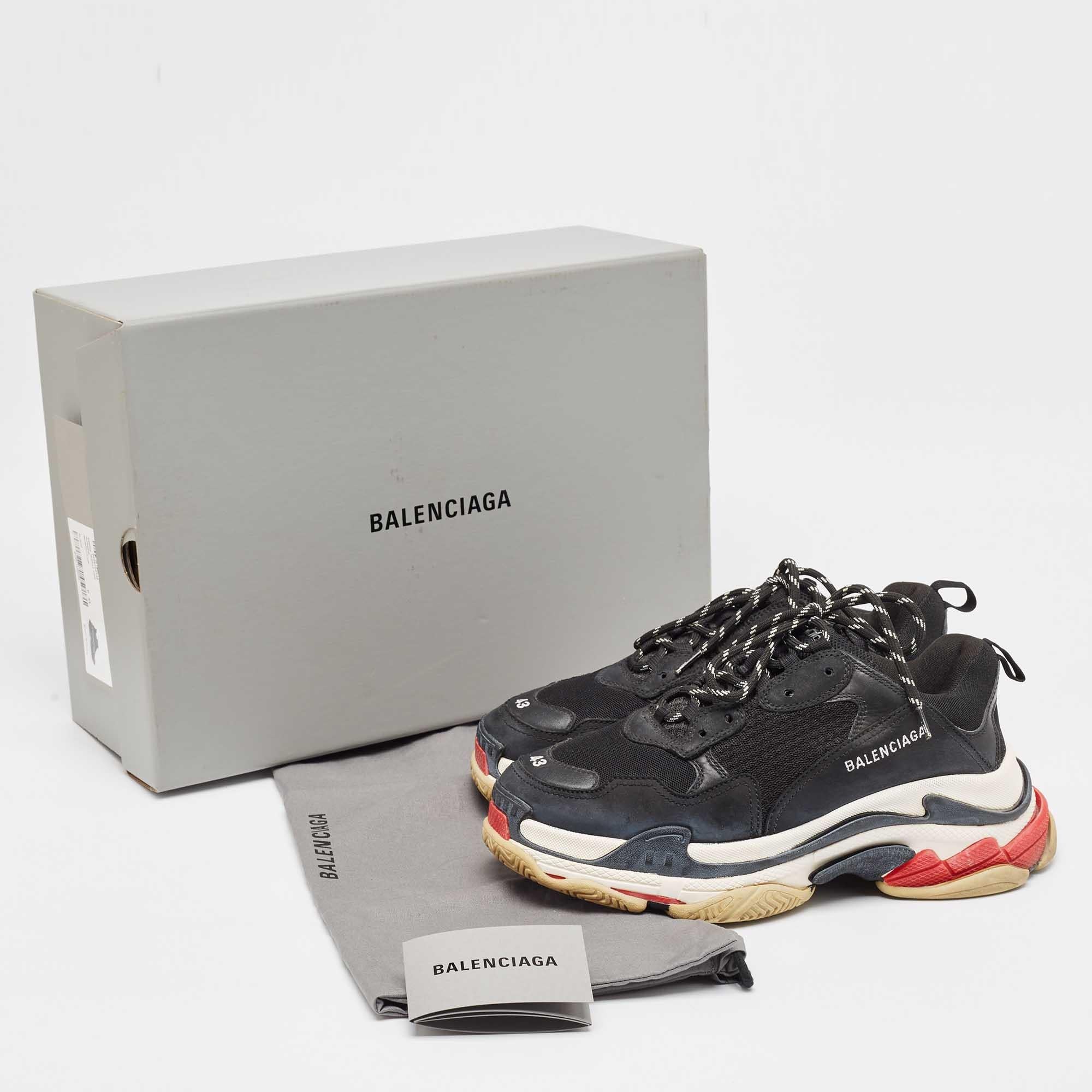Balenciaga Black Nubuck and Mesh Triple S Sneakers Size 43 5