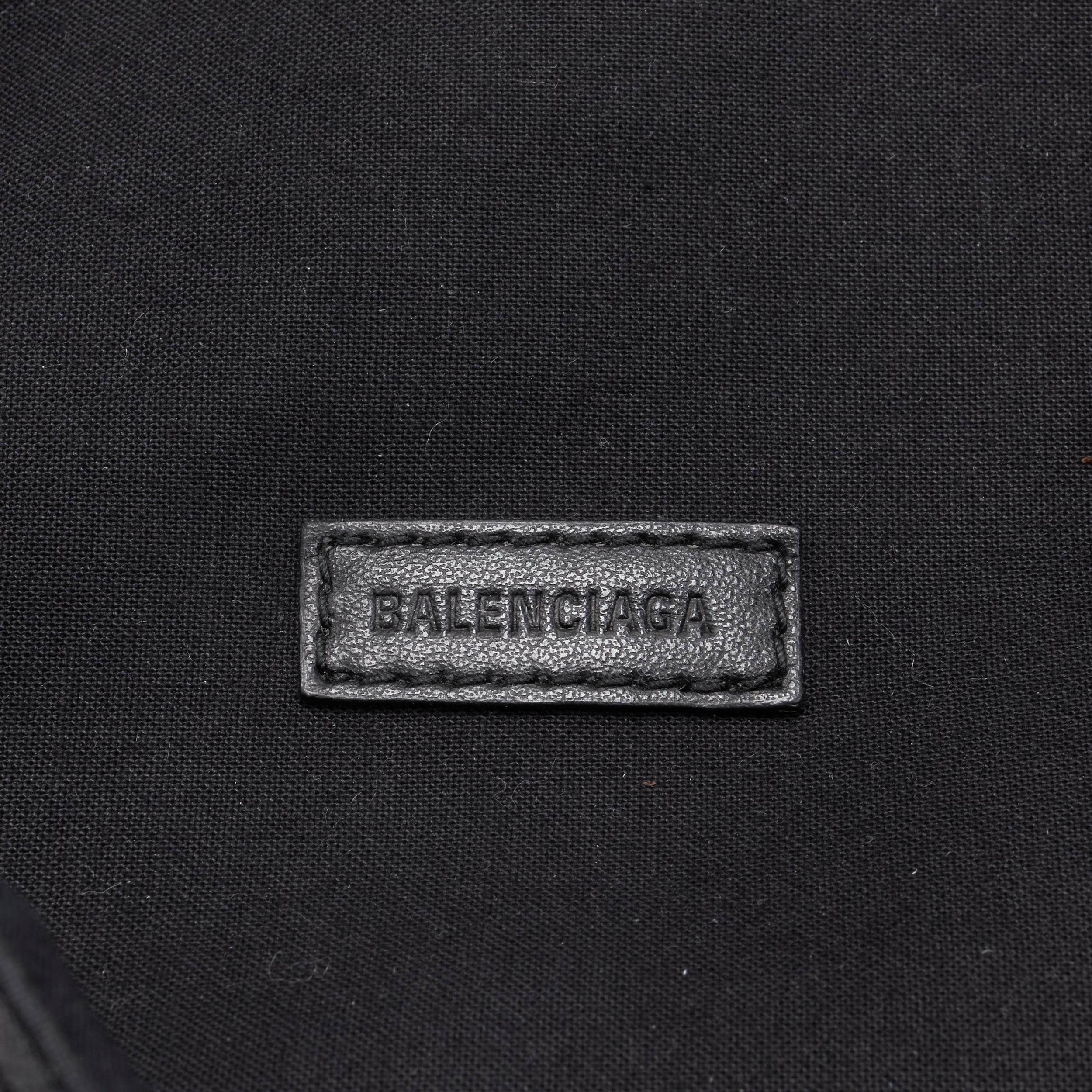 BALENCIAGA black nylon all over white logo print crossbody pouch waist bag 3