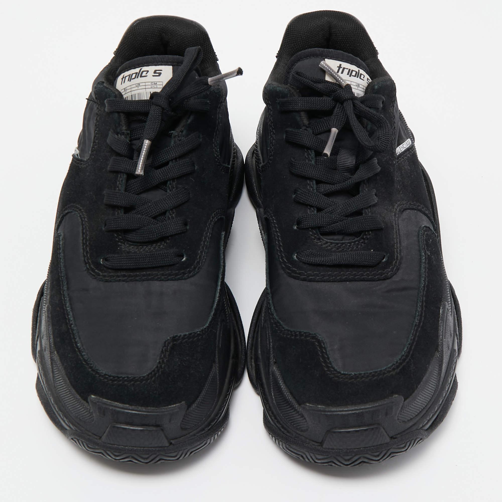 Balenciaga triple s black velvet cheap