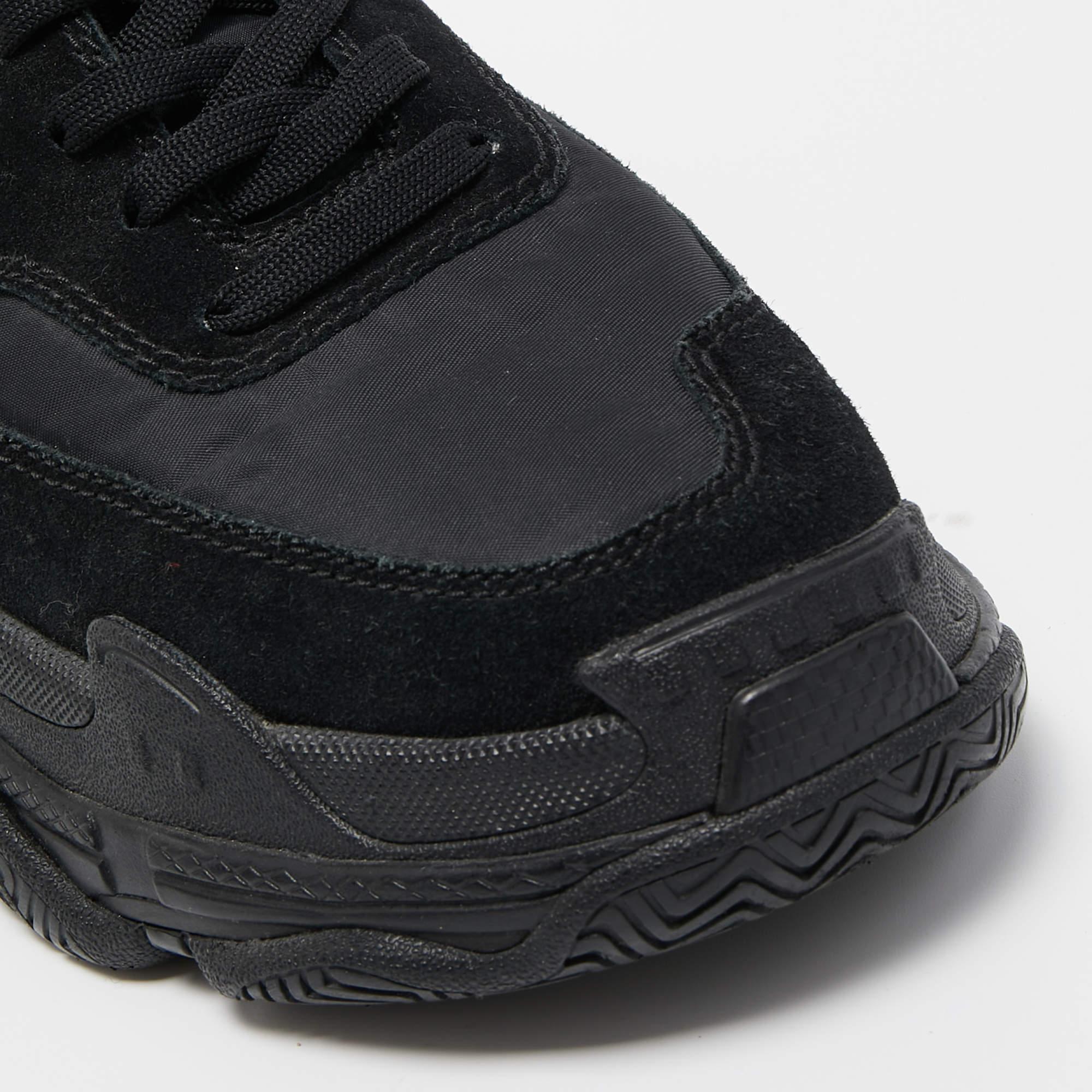 Balenciaga Black Nylon and Suede Triple S Sneakers Size 37 2