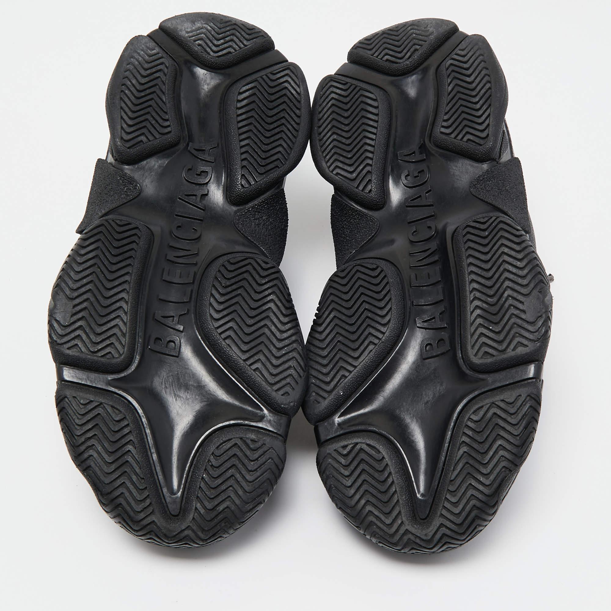 Balenciaga Black Nylon and Suede Triple S Sneakers Size 37 3