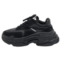Balenciaga Black Nylon and Suede Triple S Sneakers Size 37