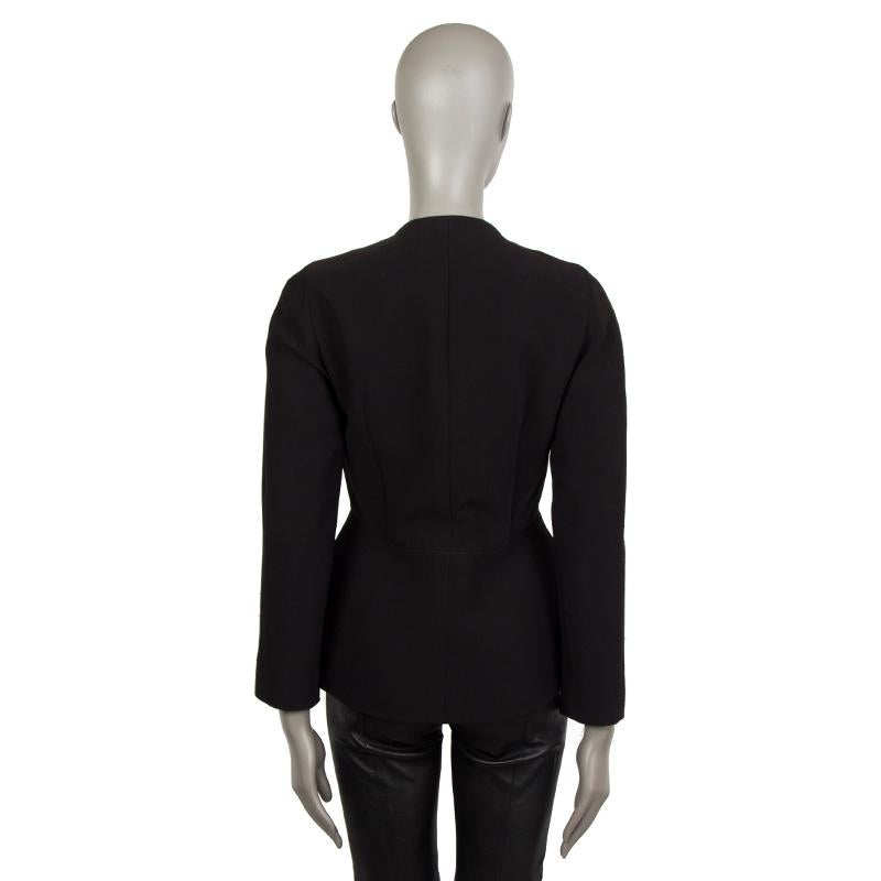 BALENCIAGA black nylon COLLARLESS FITTED Jacket 38 S In Excellent Condition In Zürich, CH