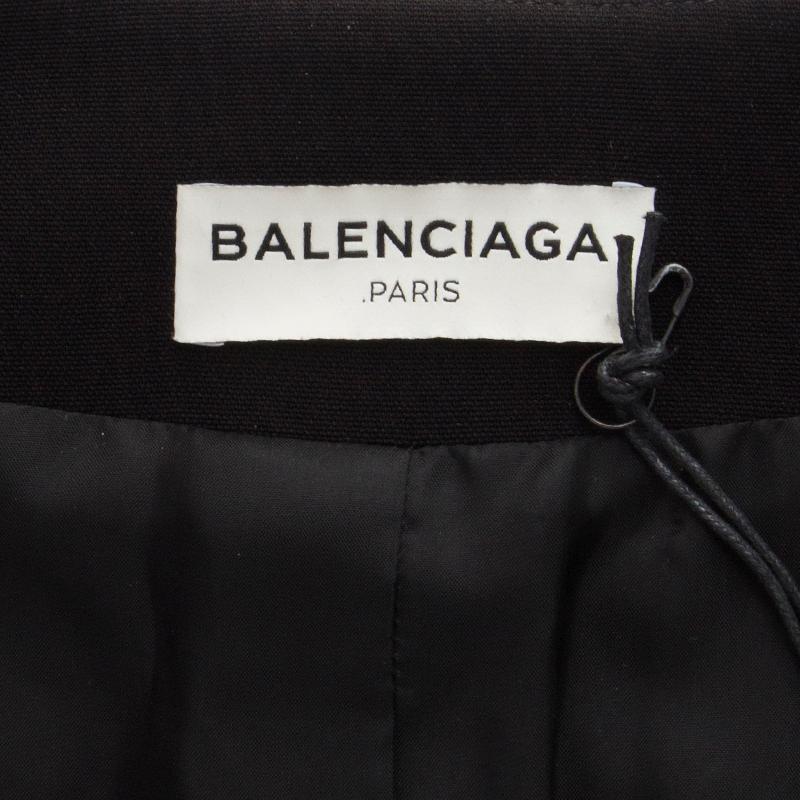 Women's BALENCIAGA black nylon COLLARLESS FITTED Jacket 38 S
