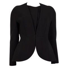 BALENCIAGA schwarze nylon COLLARLESS FITTED Jacke 38 S