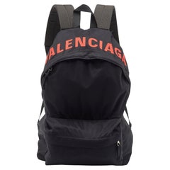 Used Balenciaga Black Nylon Logo Embroidered Wheel Backpack