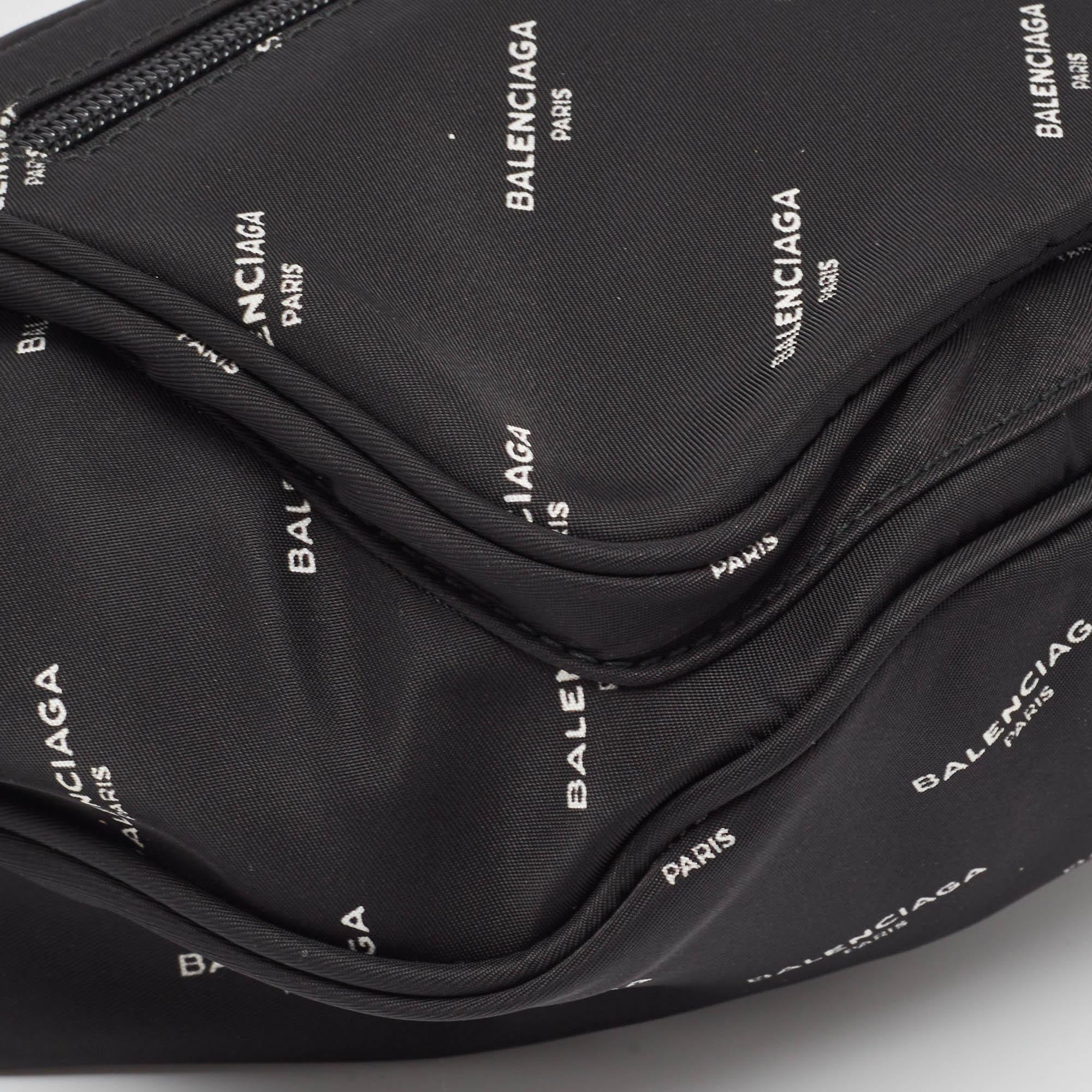 Men's Balenciaga Black Nylon Logo Explorer Belt Bag