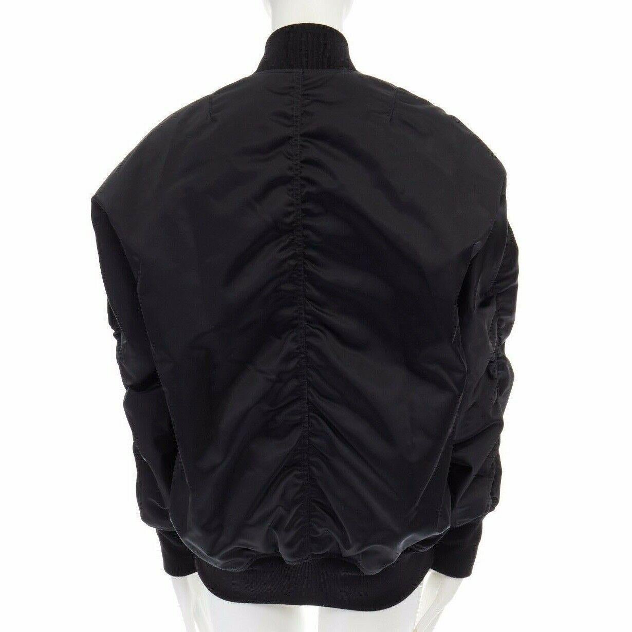 Black BALENCIAGA black nylon oversized MA-1 reversible orange jacquard bomber jacket S