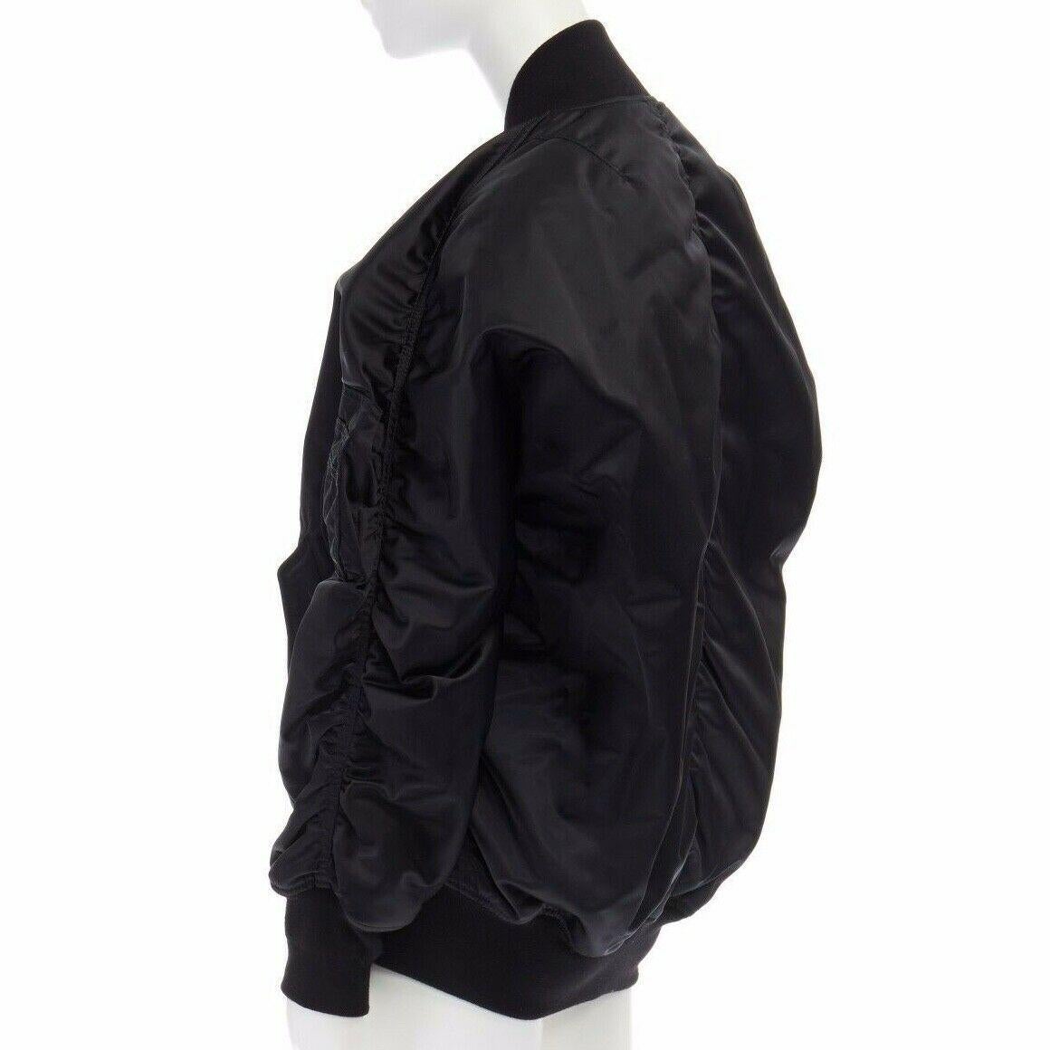Women's BALENCIAGA black nylon oversized MA-1 reversible orange jacquard bomber jacket S