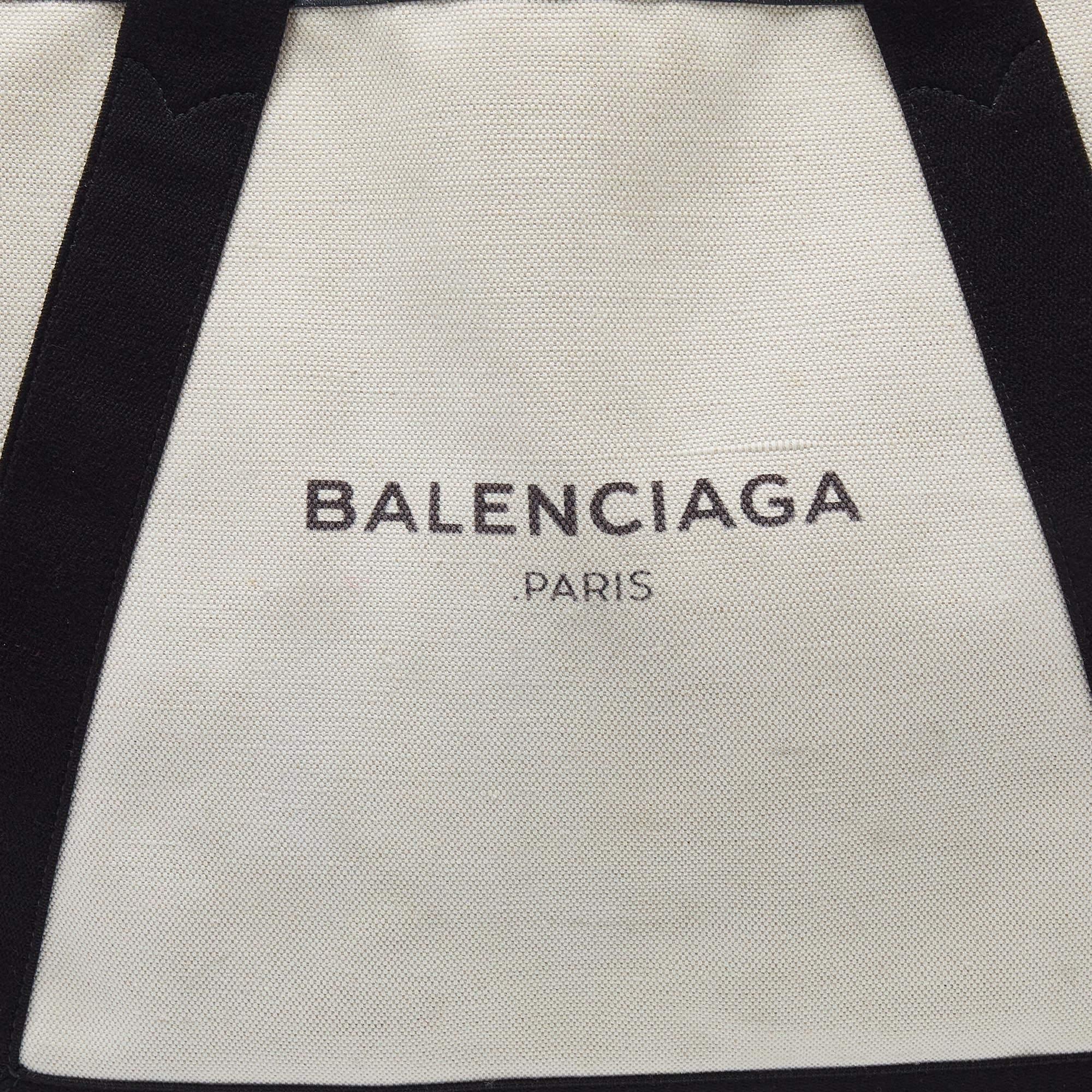 Balenciaga Black/Off White Canvas and Leather Large Cabas Tote 1