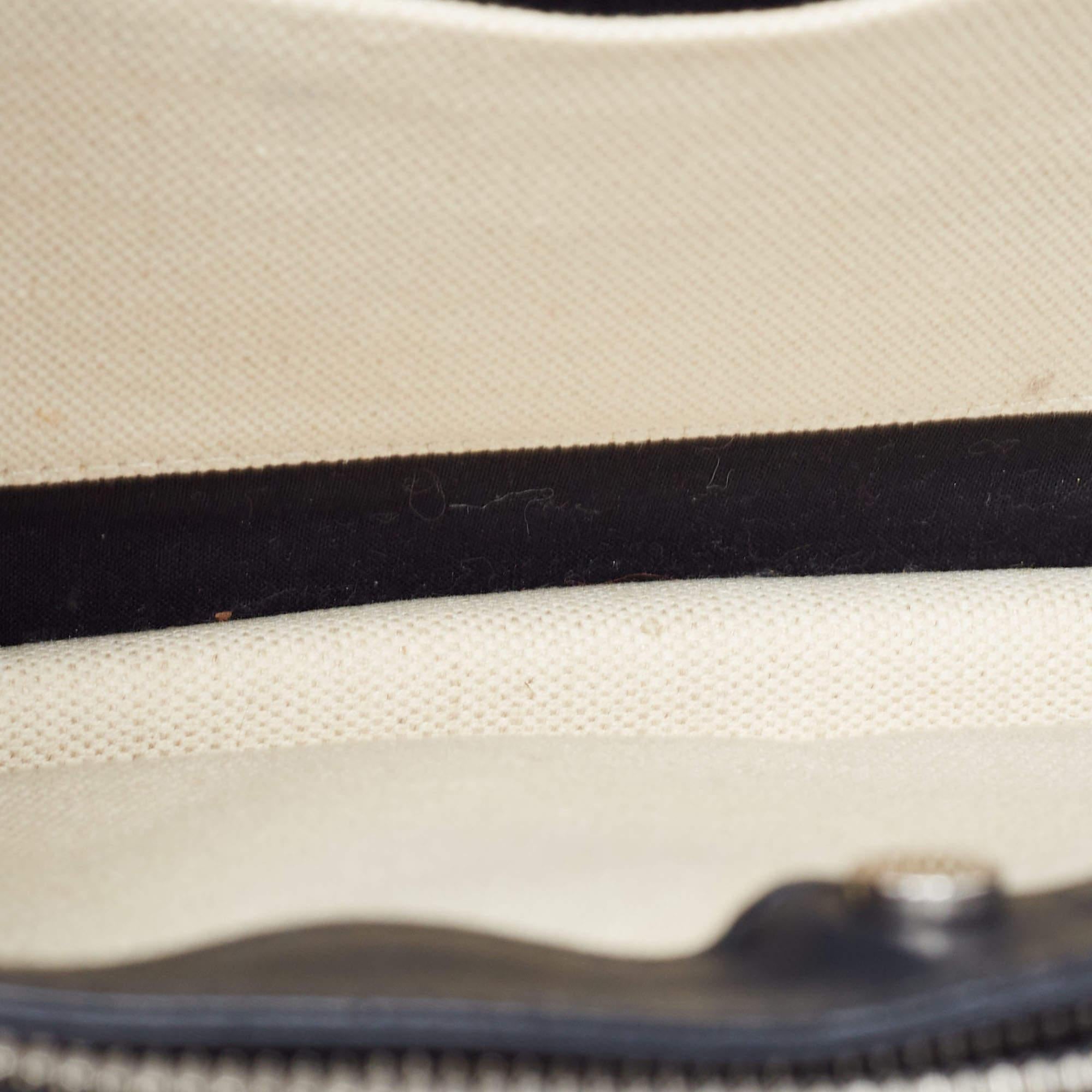 Balenciaga Black/Off-White Canvas and Leather Navy Pochette Crossbody Bag 8