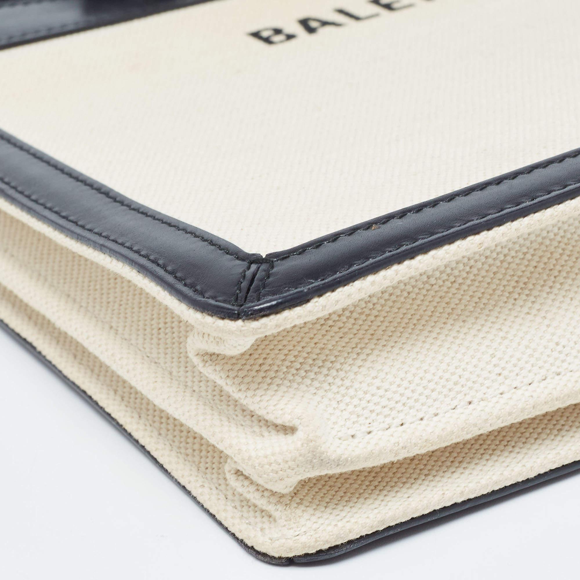 Balenciaga Black/Off-White Canvas and Leather Navy Pochette Crossbody Bag 1