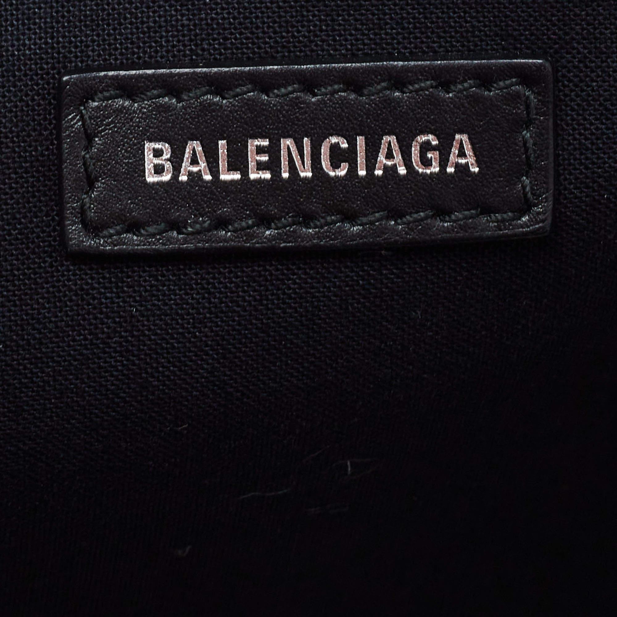 Balenciaga Black/Off White Canvas and Leather Small Cabas Tote 4