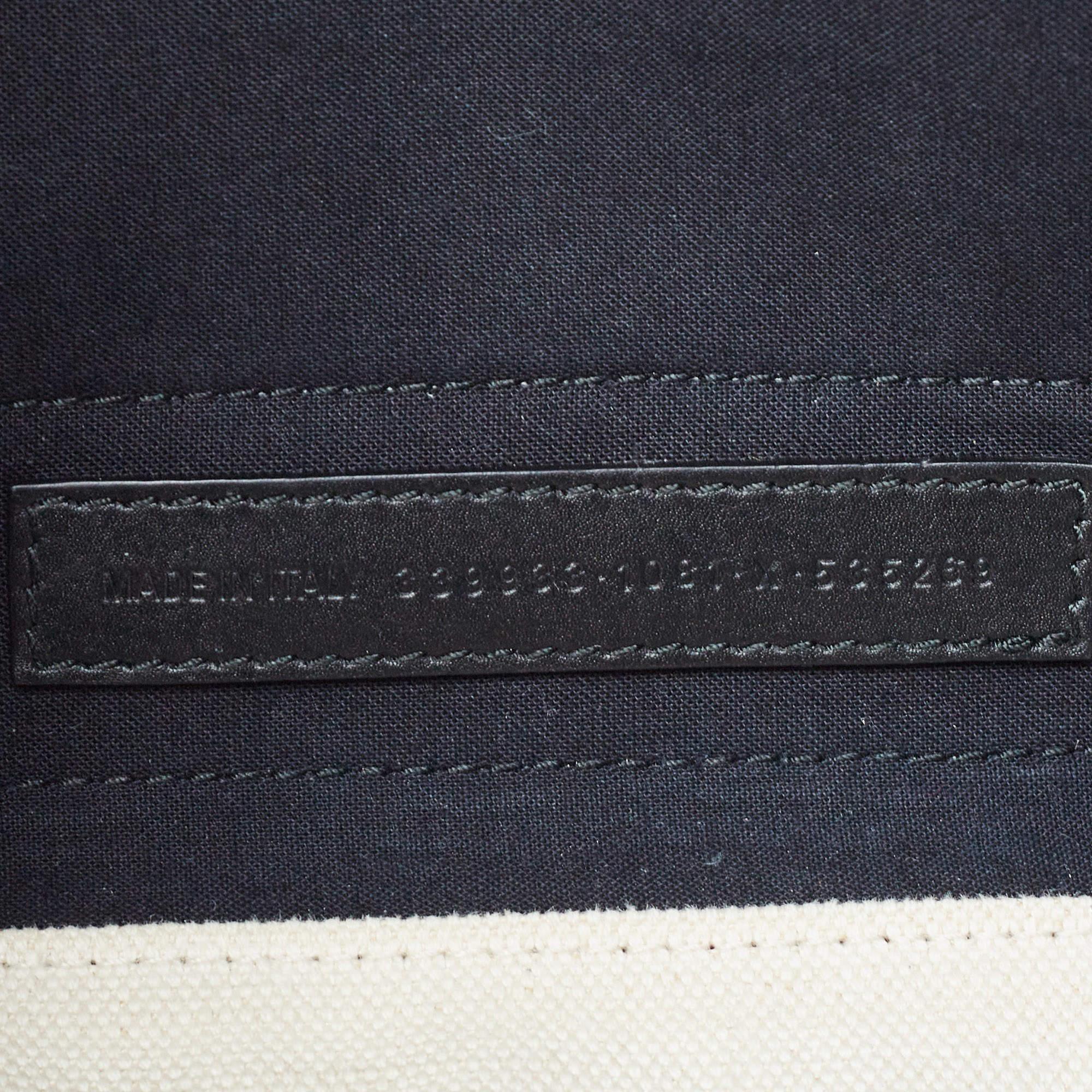 Balenciaga Black/Off White Canvas and Leather Small Cabas Tote 5