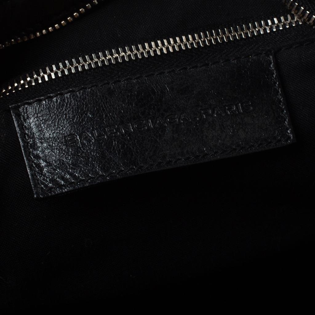 Balenciaga Borsa da città in pelle e toile floreale nera/off white 6