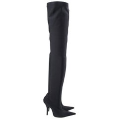 Balenciaga Black Over The Knee Knife Boots - Size 35.5