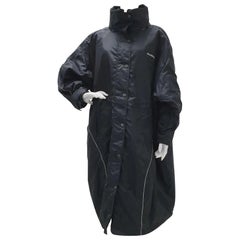 Balenciaga Black Oversized Long Nylon Parka Coat