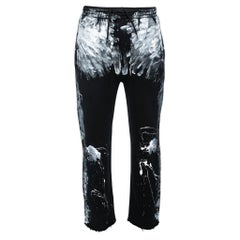 Balenciaga Black Paint Splatter Print Cotton Straight Leg Sweatpants M