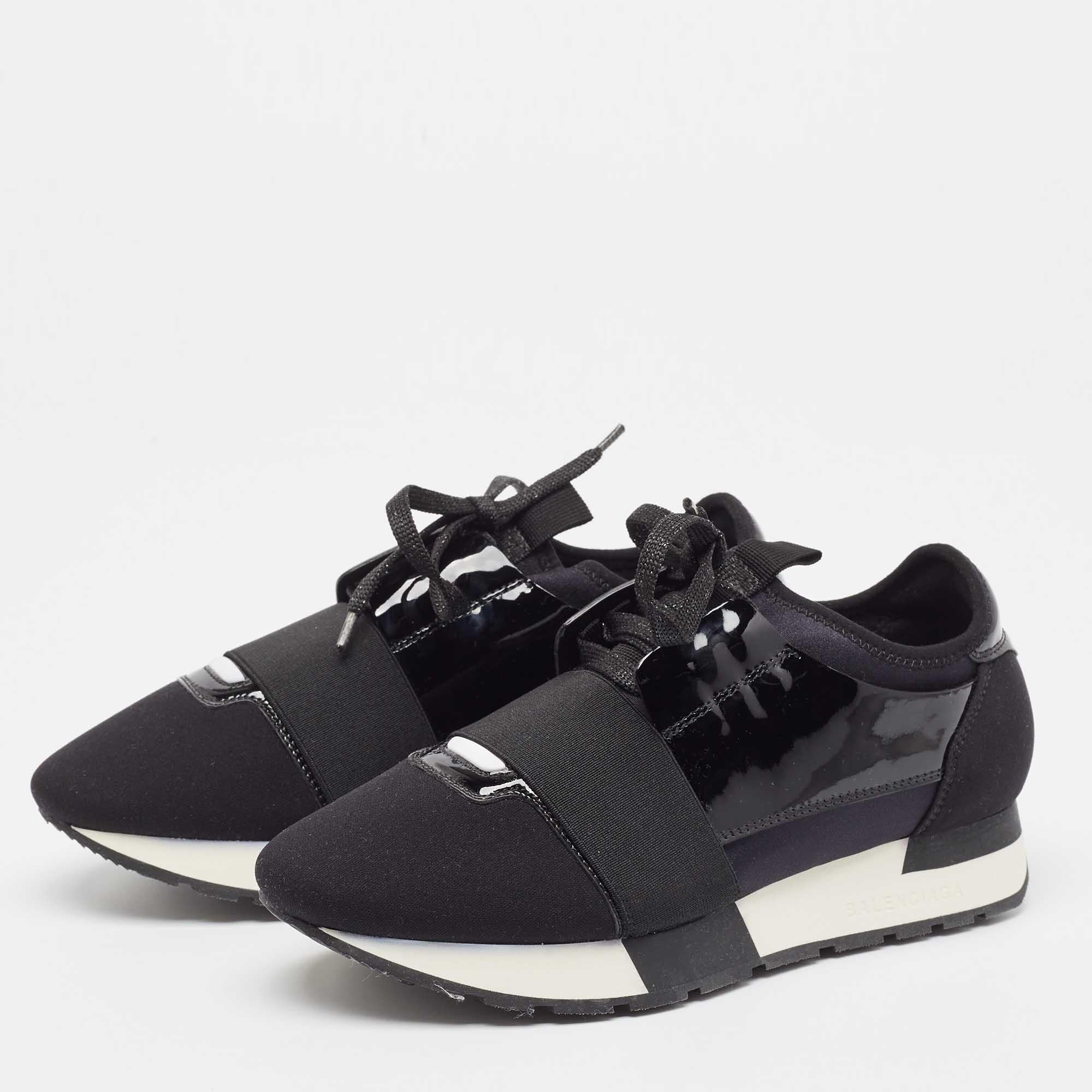 Experience the essence of urban chic with Balenciaga Race Runner sneakers. Crafted with meticulous attention to detail, these iconic kicks blend luxurious materials with avant-garde design. Boasting a sleek silhouette and dynamic colorways, they