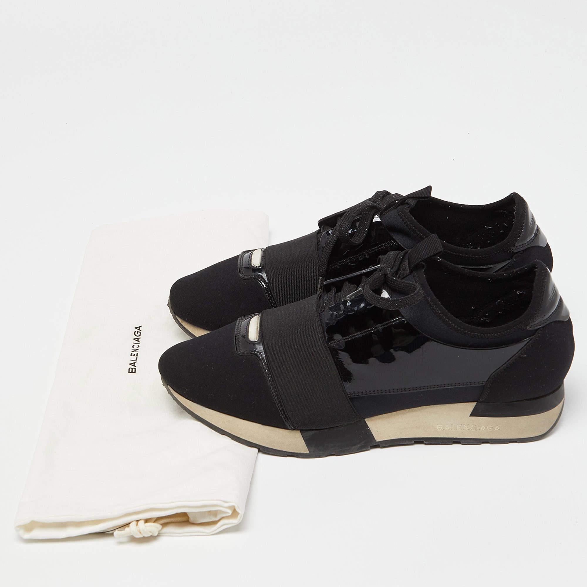 Balenciaga Negro Patente Y Tela Carrera Zapatillas Tamaño 39 en venta 5
