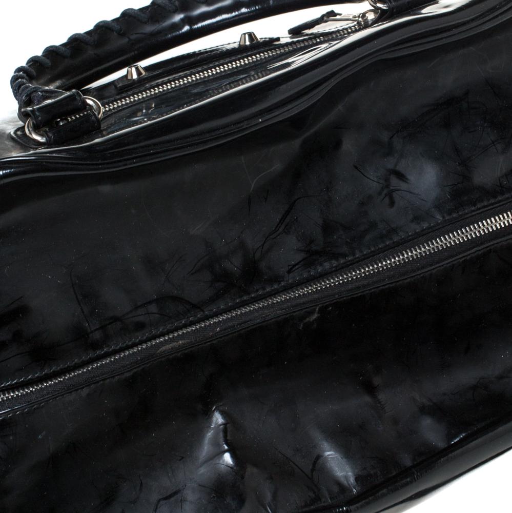 Balenciaga Black Patent Leather Bowling MM Bag 4