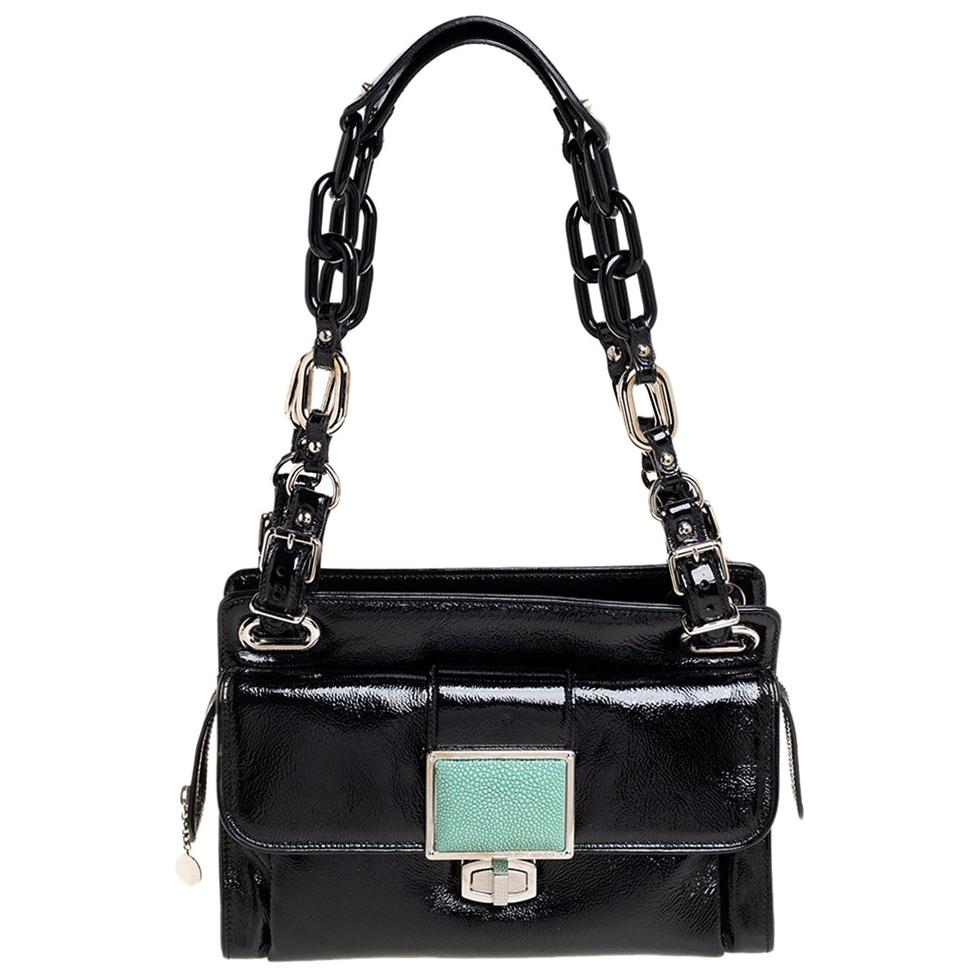 Balenciaga Black Patent Leather Cherche 