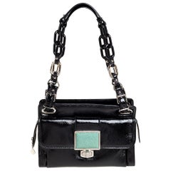 Balenciaga Black Patent Leather Cherche Midi Shoulder Bag