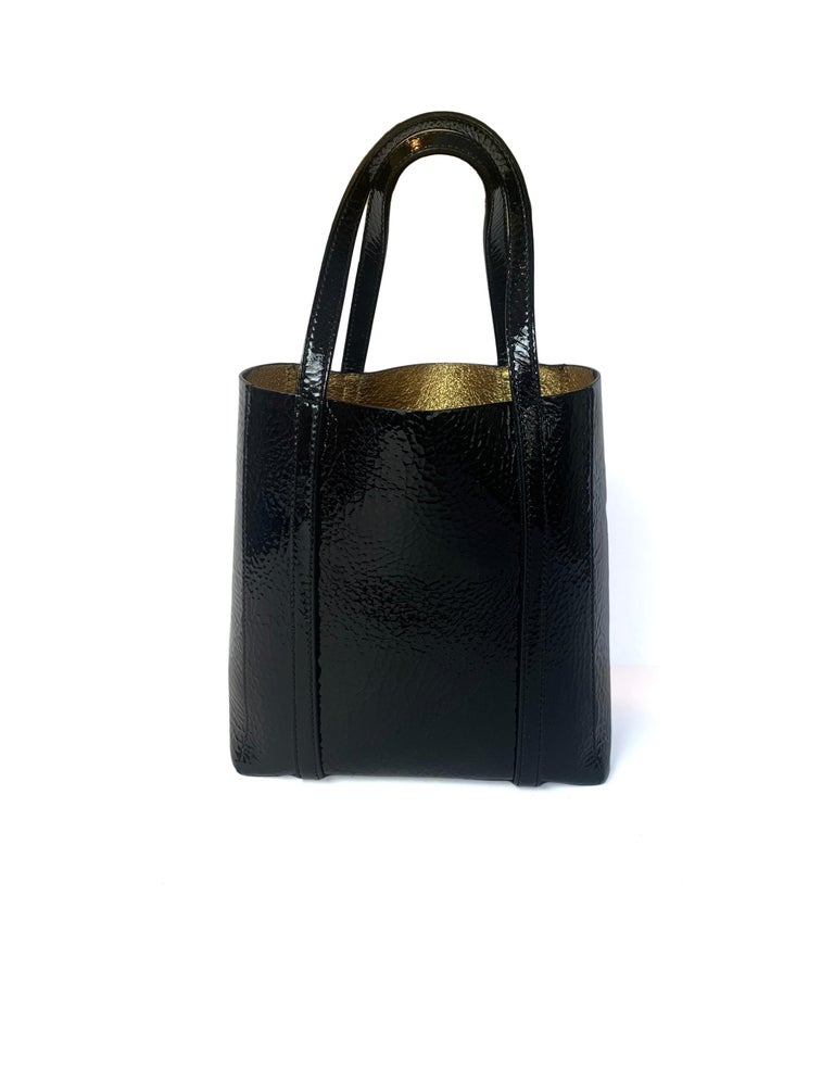 Balenciaga Black Patent Leather Every Day Xxs Aj Tote Crossbody