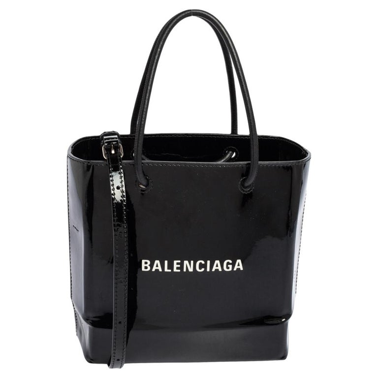Balenciaga Black Patent Leather XXS North South Shopper Tote at 1stDibs