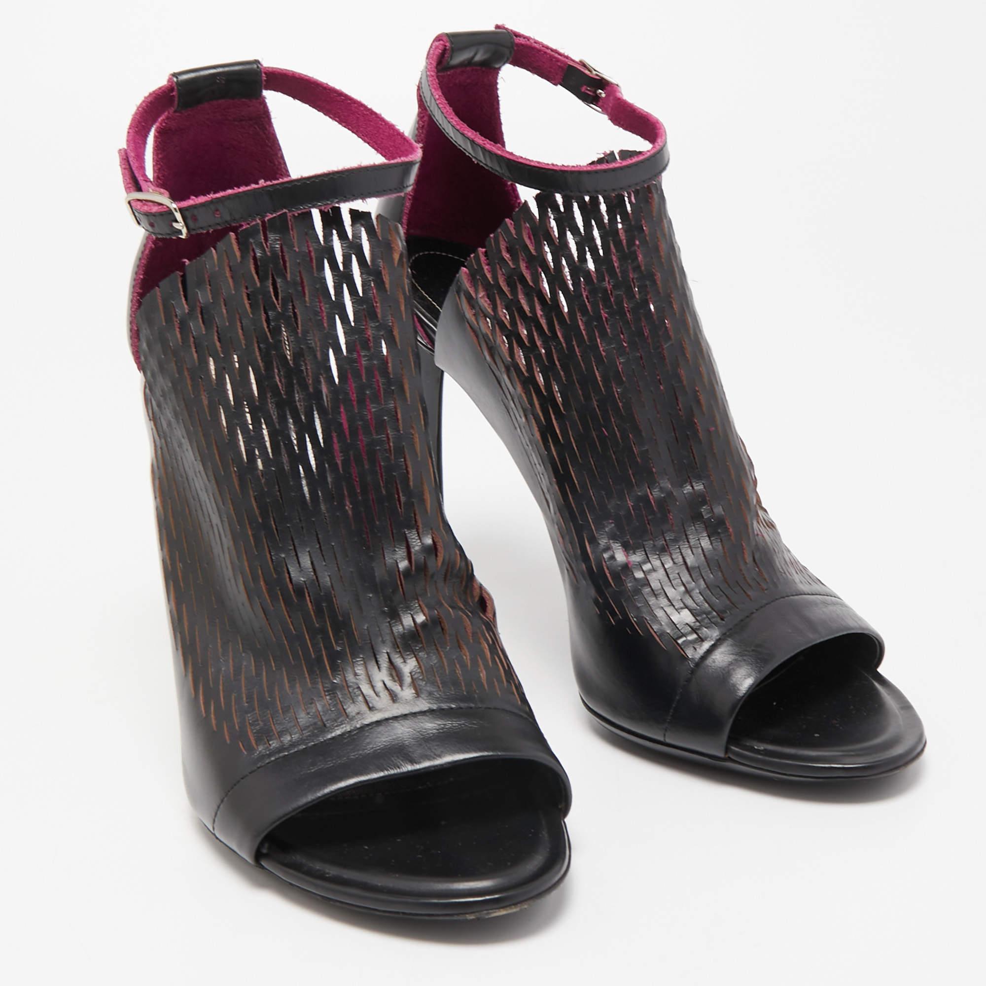 Balenciaga Lasercuts Lederhandschuhe in Schwarz/Rosa Größe 40 Damen