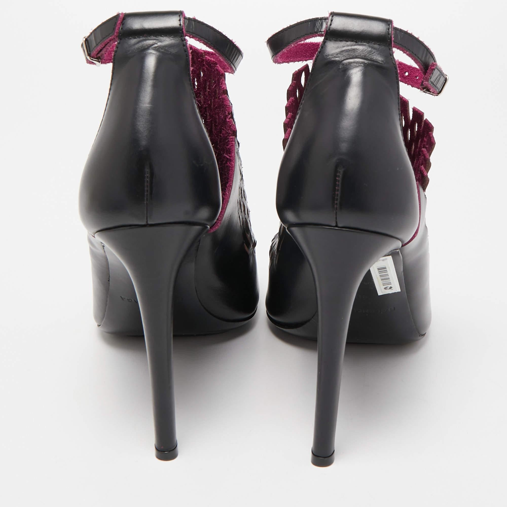 Balenciaga Lasercuts Lederhandschuhe in Schwarz/Rosa Größe 40 1
