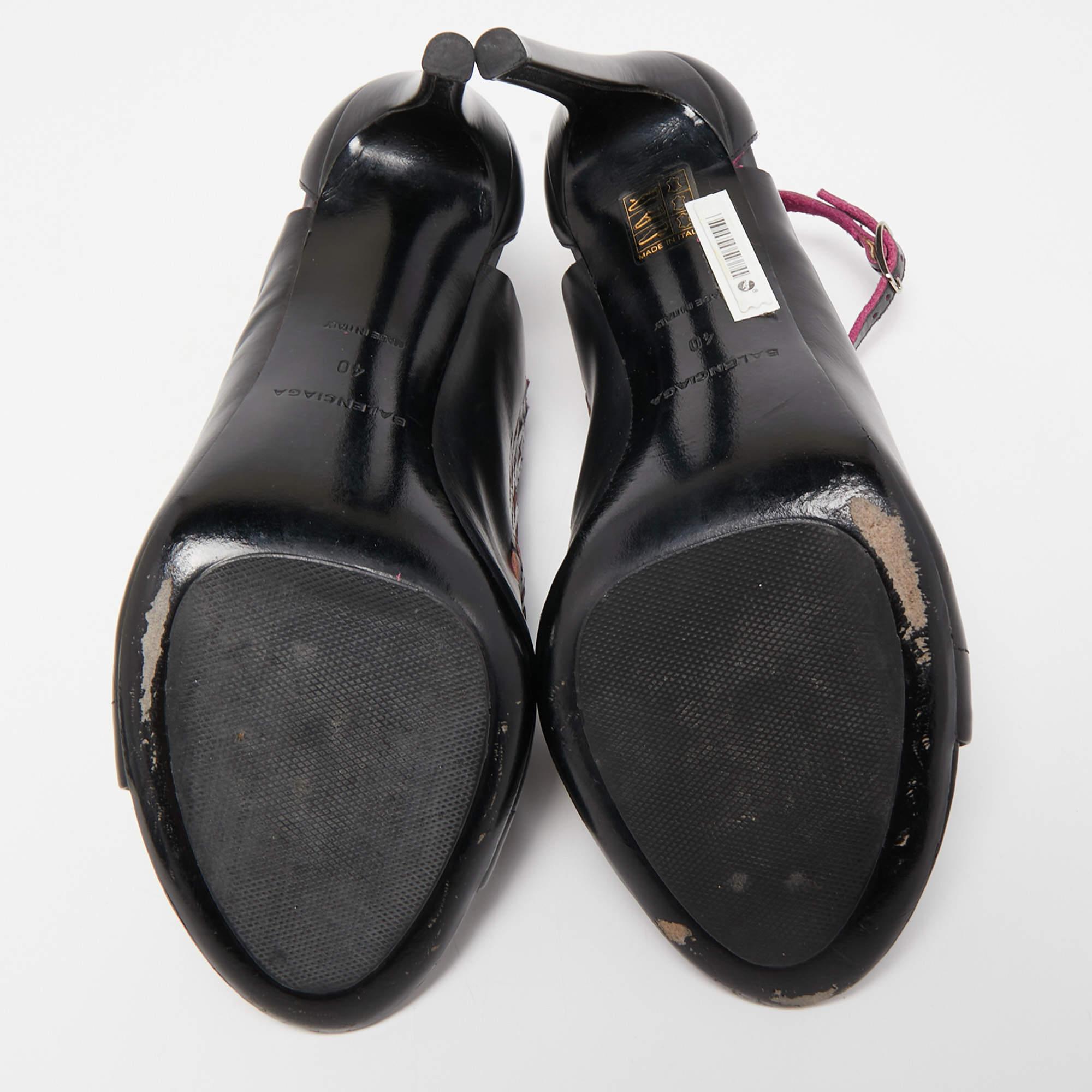 Balenciaga Lasercuts Lederhandschuhe in Schwarz/Rosa Größe 40 2